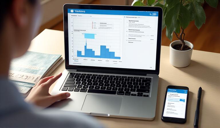 College student using VitaNova study streak tracker on laptop and phone